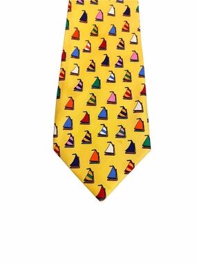 Eric Holch for Alynn Mens Yellow Silk Sailboat Nautical Necktie Classic Tie